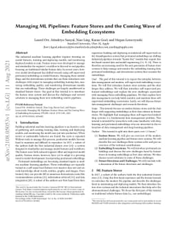 Managing ML Pipelines: Feature Stores and the Coming Wave of Embedding
  Ecosystems