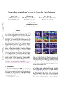 Towards Interpretable Deep Networks for Monocular Depth Estimation