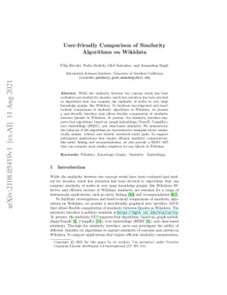 User-friendly Comparison of Similarity Algorithms on Wikidata