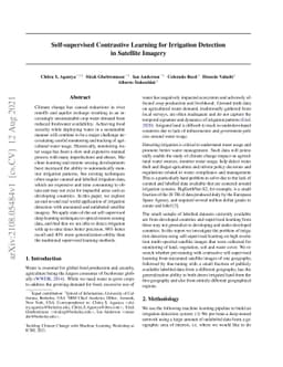 Self-supervised Contrastive Learning for Irrigation Detection in
  Satellite Imagery