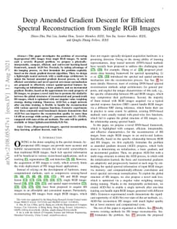 Deep Amended Gradient Descent for Efficient Spectral Reconstruction from
  Single RGB Images
