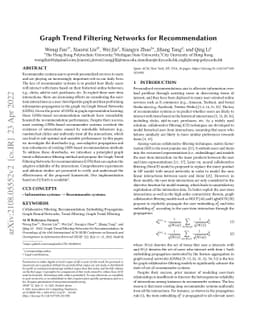 Graph Trend Filtering Networks for Recommendations
