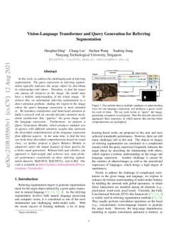 Vision-Language Transformer and Query Generation for Referring
  Segmentation