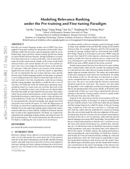 Modeling Relevance Ranking under the Pre-training and Fine-tuning
  Paradigm