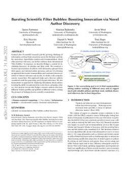 Bursting Scientific Filter Bubbles: Boosting Innovation via Novel Author
  Discovery