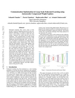 Communication Optimization in Large Scale Federated Learning using
  Autoencoder Compressed Weight Updates