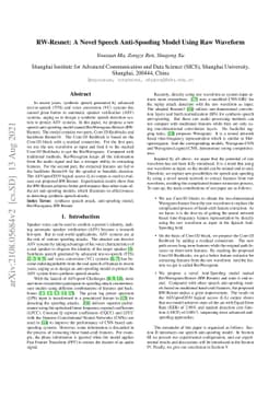RW-Resnet: A Novel Speech Anti-Spoofing Model Using Raw Waveform