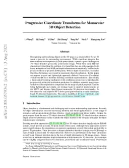 Progressive Coordinate Transforms for Monocular 3D Object Detection