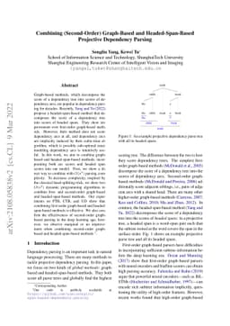 Combining (second-order) graph-based and headed-span-based projective
  dependency parsing