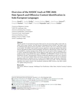 Overview of the HASOC track at FIRE 2020: Hate Speech and Offensive
  Content Identification in Indo-European Languages