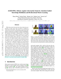 AGKD-BML: Defense Against Adversarial Attack by Attention Guided
  Knowledge Distillation and Bi-directional Metric Learning