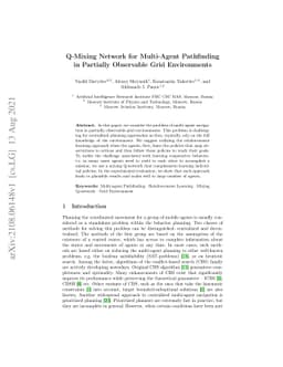 Q-Mixing Network for Multi-Agent Pathfinding in Partially Observable
  Grid Environments