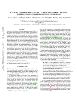 W2v-BERT: Combining Contrastive Learning and Masked Language Modeling
  for Self-Supervised Speech Pre-Training