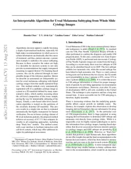 An Interpretable Algorithm for Uveal Melanoma Subtyping from Whole Slide
  Cytology Images