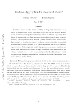 Evidence Aggregation for Treatment Choice