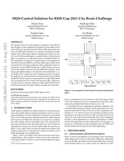 DQN Control Solution for KDD Cup 2021 City Brain Challenge
