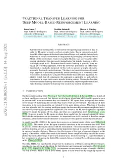 Fractional Transfer Learning for Deep Model-Based Reinforcement Learning