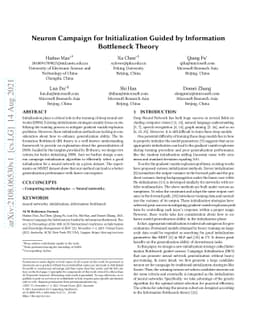 Neuron Campaign for Initialization Guided by Information Bottleneck
  Theory