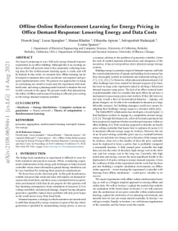 Offline-Online Reinforcement Learning for Energy Pricing in Office
  Demand Response: Lowering Energy and Data Costs