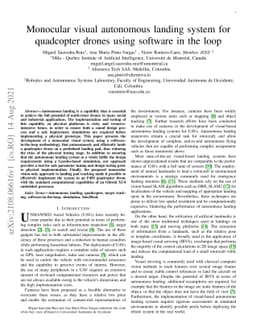 Monocular visual autonomous landing system for quadcopter drones using
  software in the loop