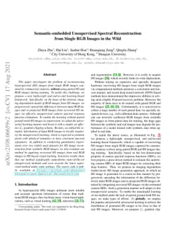 Semantic-embedded Unsupervised Spectral Reconstruction from Single RGB
  Images in the Wild