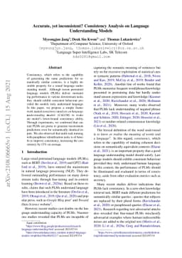 Accurate, yet inconsistent? Consistency Analysis on Language
  Understanding Models