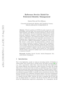 Reference Service Model for Federated Identity Management