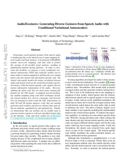 Audio2Gestures: Generating Diverse Gestures from Speech Audio with
  Conditional Variational Autoencoders
