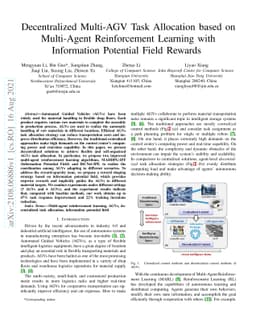 Decentralized Multi-AGV Task Allocation based on Multi-Agent
  Reinforcement Learning with Information Potential Field Rewards