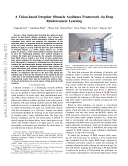 A Vision-based Irregular Obstacle Avoidance Framework via Deep
  Reinforcement Learning