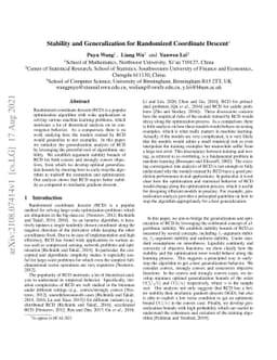 Stability and Generalization for Randomized Coordinate Descent