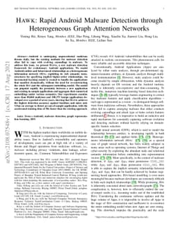HAWK: Rapid Android Malware Detection through Heterogeneous Graph
  Attention Networks