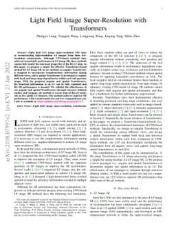Light Field Image Super-Resolution with Transformers