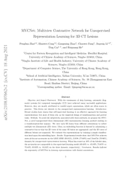 MVCNet: Multiview Contrastive Network for Unsupervised Representation
  Learning for 3D CT Lesions