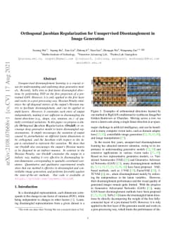 Orthogonal Jacobian Regularization for Unsupervised Disentanglement in
  Image Generation