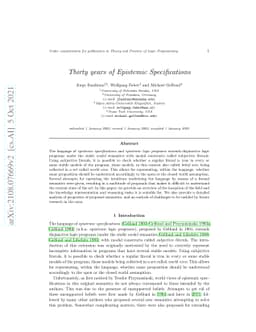 Thirty years of Epistemic Specifications