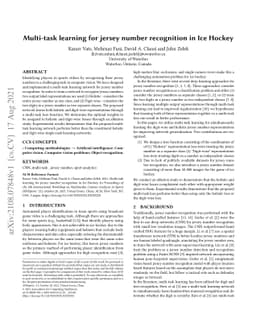 Multi-task learning for jersey number recognition in Ice Hockey