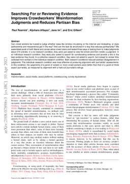 Searching For or Reviewing Evidence Improves Crowdworkers'
  Misinformation Judgments and Reduces Partisan Bias