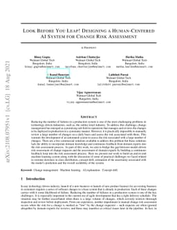 Look Before You Leap! Designing a Human-Centered AI System for Change
  Risk Assessment