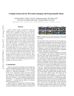 A Simple Framework for 3D Lensless Imaging with Programmable Masks