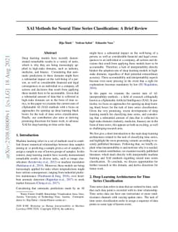 XAI Methods for Neural Time Series Classification: A Brief Review