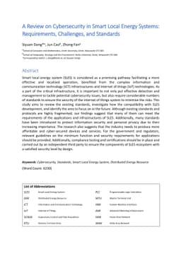 A Review on Cybersecurity in Smart Local Energy Systems: Requirements,
  Challenges, and Standards