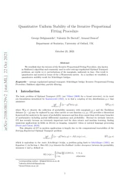 Quantitative Uniform Stability of the Iterative Proportional Fitting
  Procedure