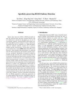Specificity-preserving RGB-D Saliency Detection