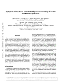 Deployment of Deep Neural Networks for Object Detection on Edge AI
  Devices with Runtime Optimization