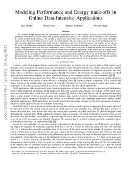 Modeling Performance and Energy trade-offs in Online Data-Intensive
  Applications