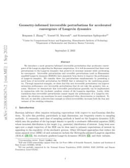 Geometry-informed irreversible perturbations for accelerated convergence
  of Langevin dynamics