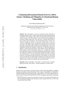 Combating Informational Denial-of-Service (IDoS) Attacks: Modeling and
  Mitigation of Attentional Human Vulnerability