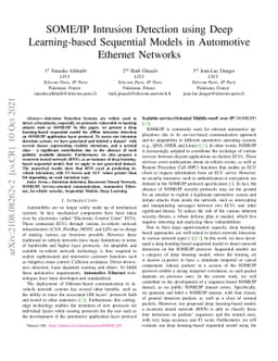 SOME/IP Intrusion Detection using Deep Learning-based Sequential Models
  in Automotive Ethernet Networks