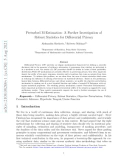 Perturbed M-Estimation: A Further Investigation of Robust Statistics for
  Differential Privacy